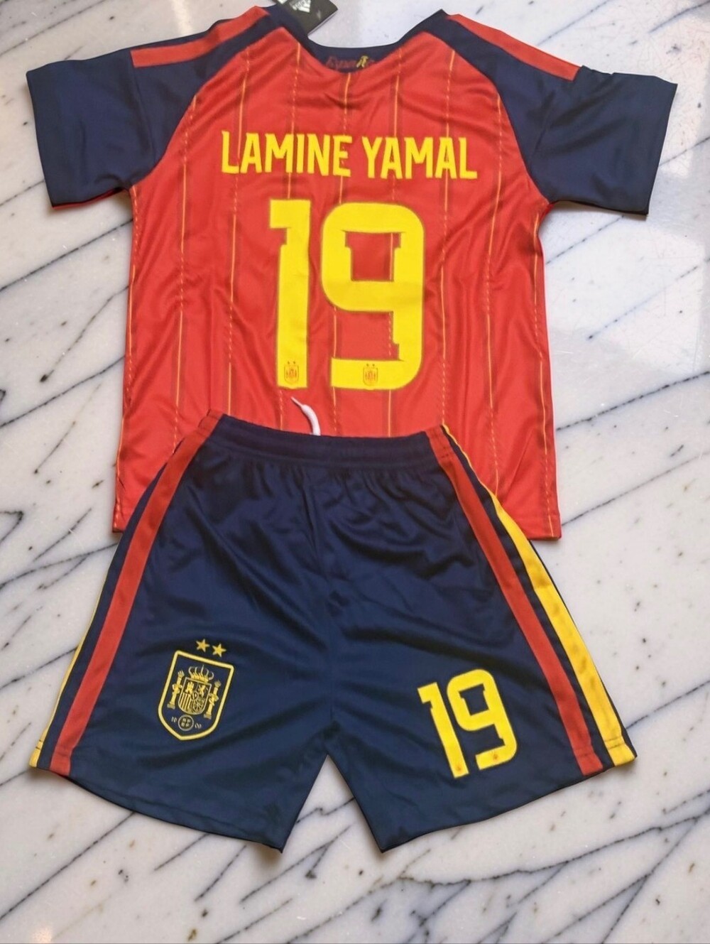 Lamine Yamal Spain 2026 World Champions Kids Home Kit #19 Jersey & Shorts